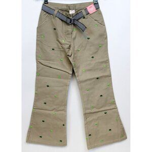 NEW 2006/05 Gymboree Prep Club Khaki Pants sz 7 Spring Turtle Ruffle Belt Embroi